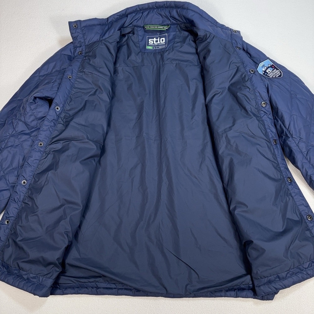 Stio Skycrest Insulated Snap Shirt Quilted Jacket Men's L Navy Thermore Ecodown - Picture 10 of 16